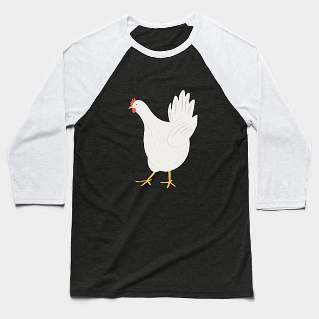 Happy White Hen Baseball T-Shirt by KeiKeiCreative